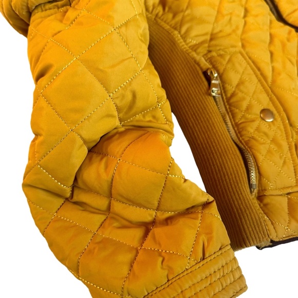 Quilted Mustard Gold Zipper & Snap Details Puff Jacket - Picture 3 of 3